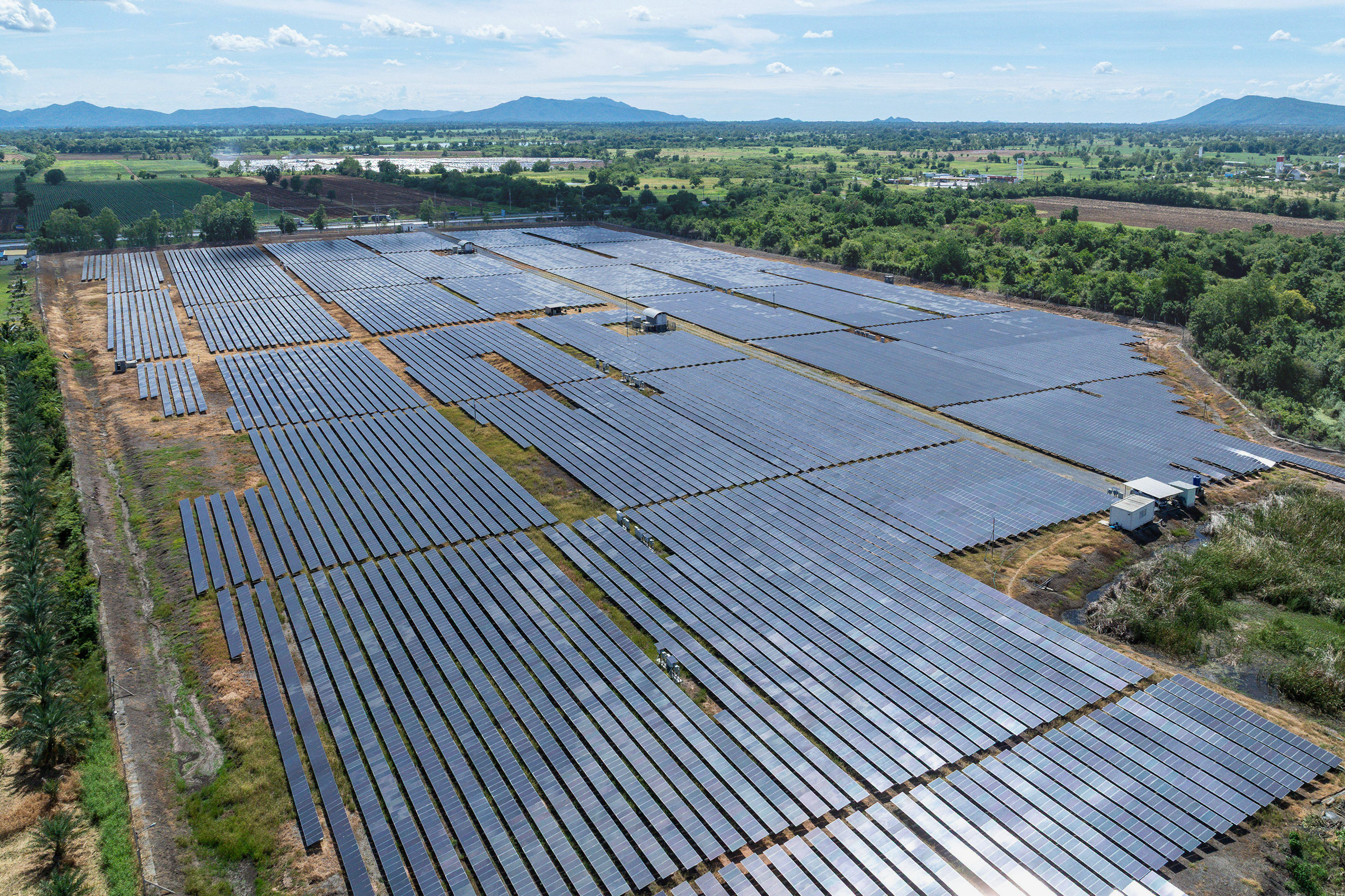 field of solar panels