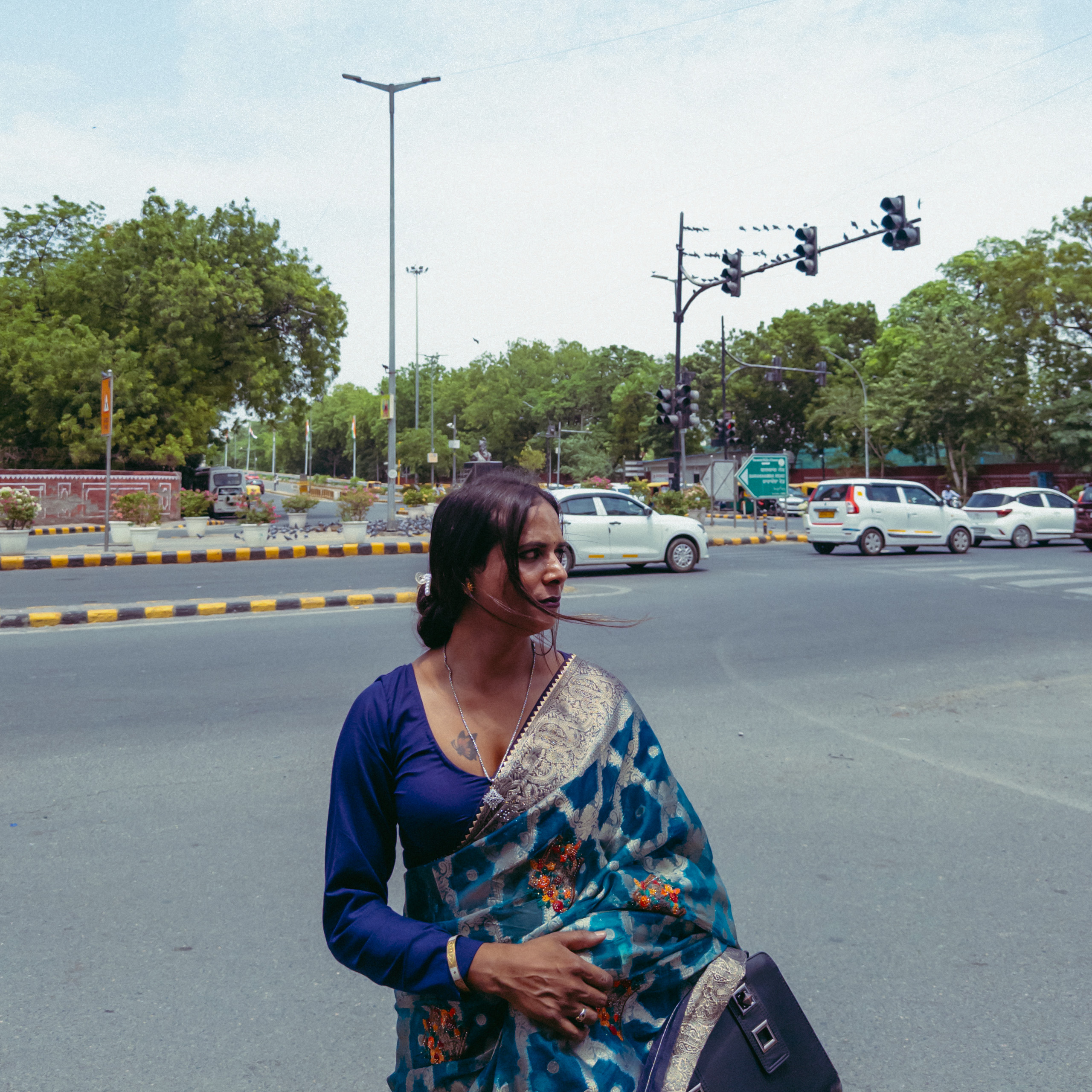 woman on road