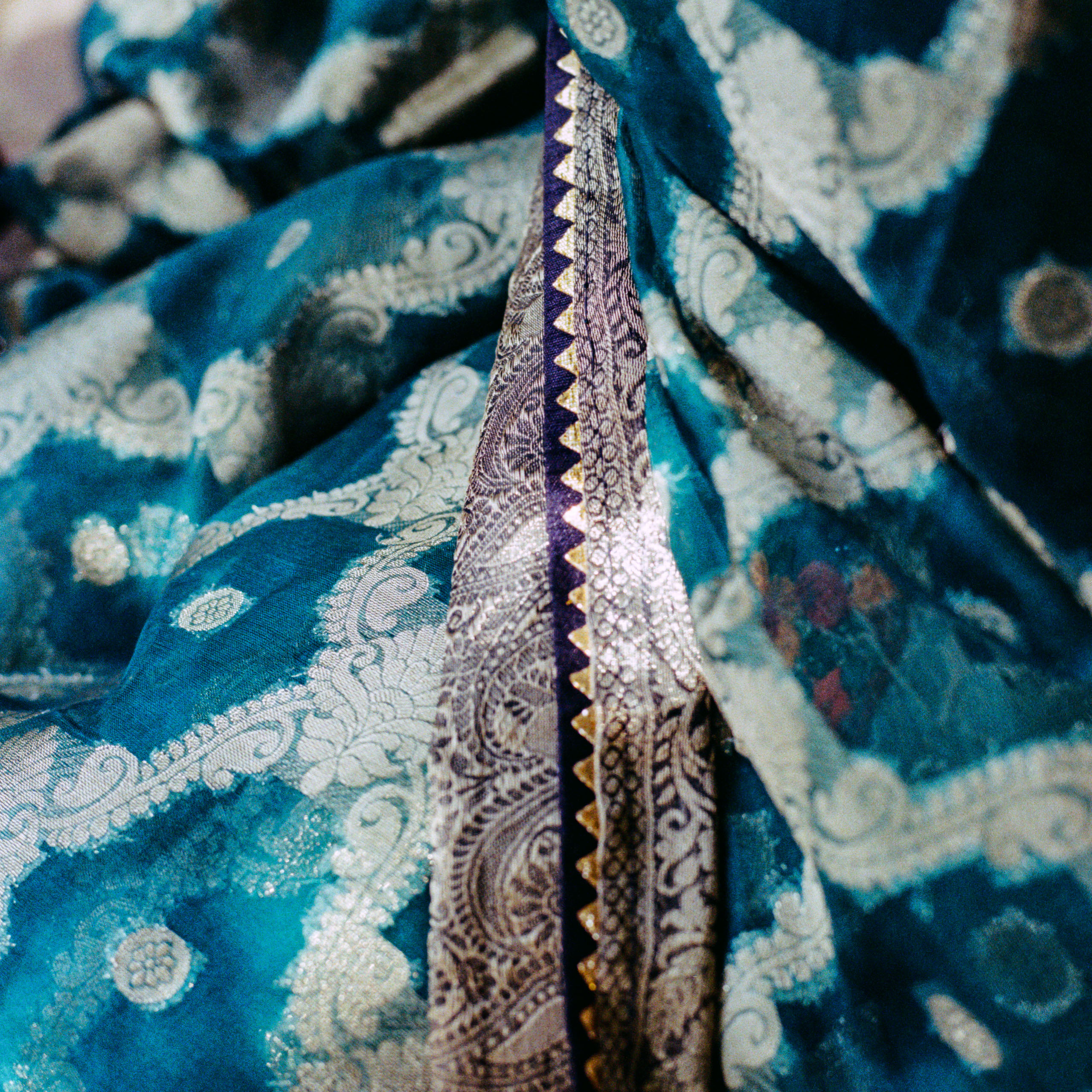 blue sari material