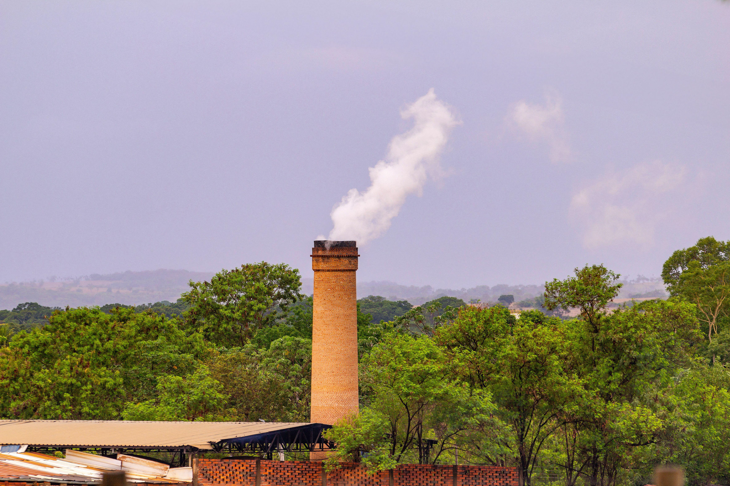 <p>Factory smoke rising above Anicuns in the countryside of Goiás state, west-central Brazil. The country is currently leading a multinational push to standardise carbon pricing in the hopes of accelerating emissions cuts (Image: Ângela Macário / Alamy)</p>