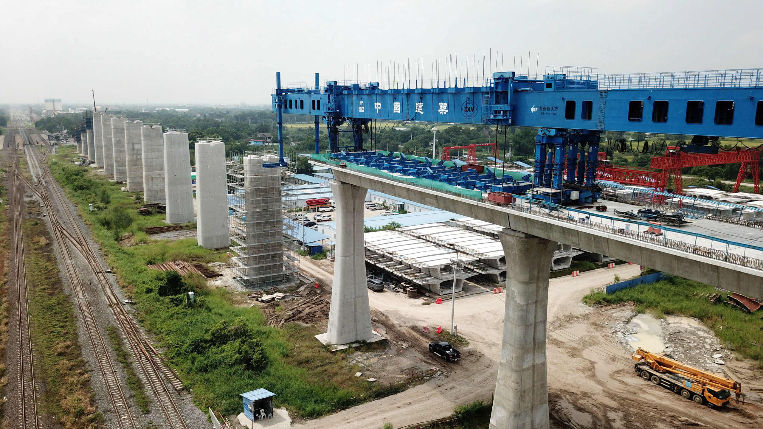 <p>A portion of the high-speed railway under construction in Ayutthaya, Thailand, in 2024 (Image: Thana Nuntavoranut / Xinhua / Alamy)</p>