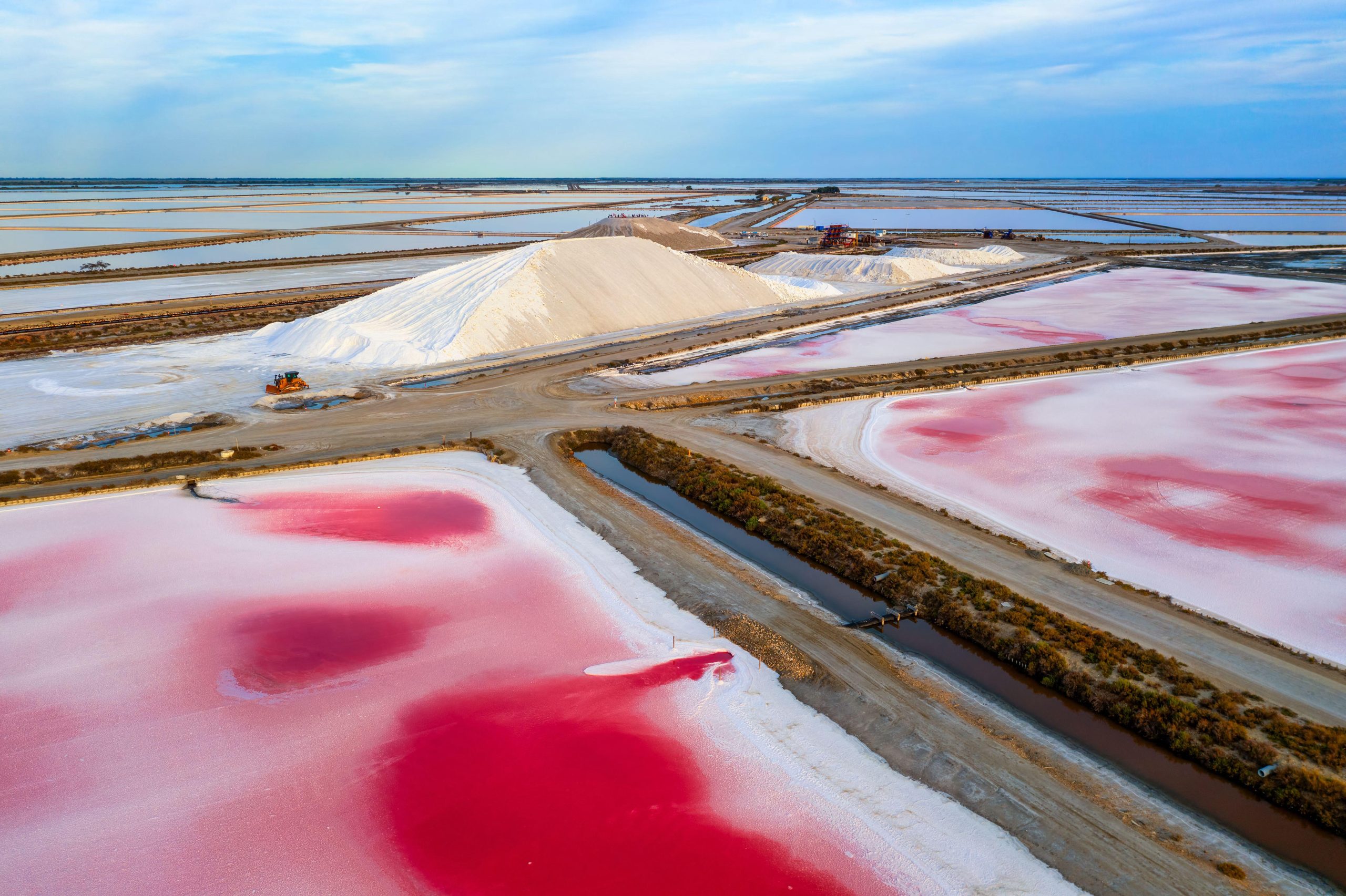 pink salt collected in salt marsh