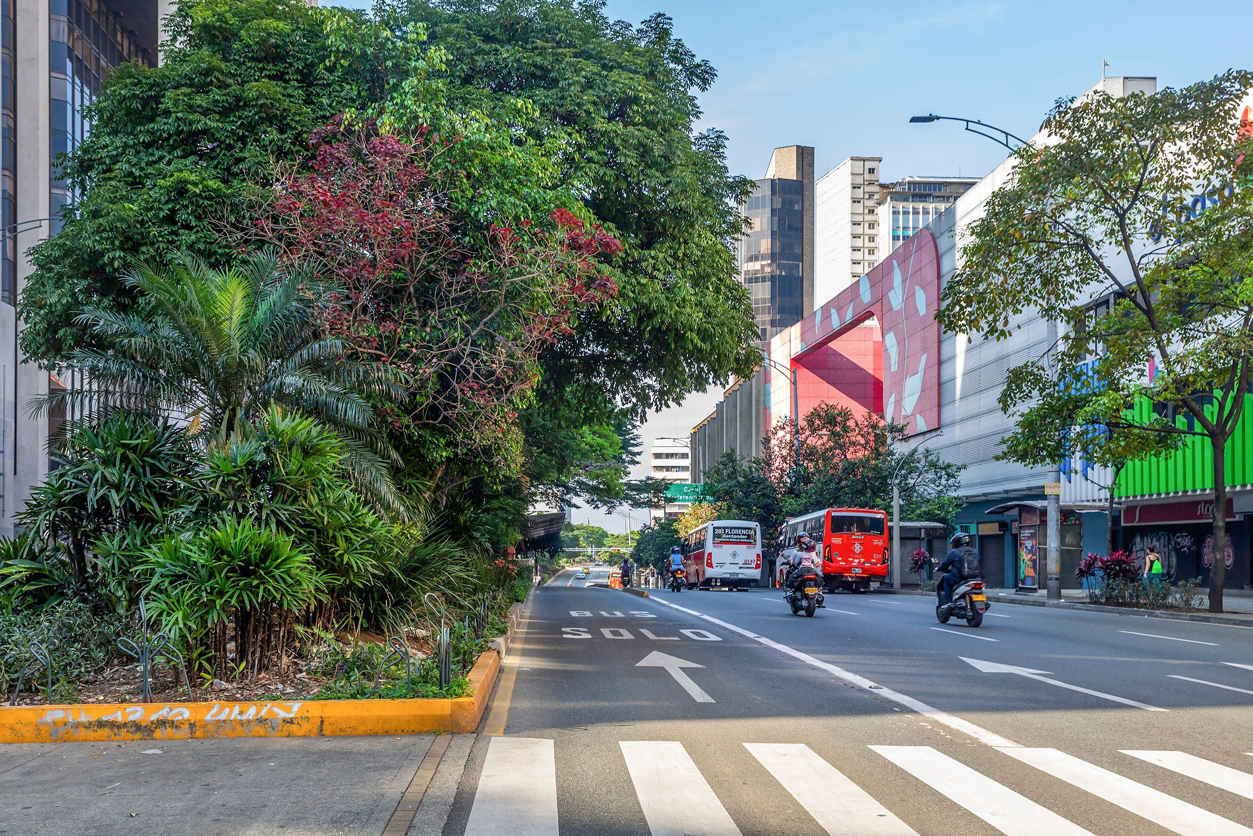 Avenida Oriental, uma das vias da cidade de Medellín transformadas em corredores verdes