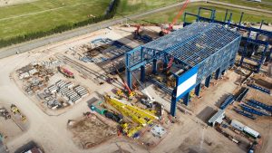 aerial view of building under construction