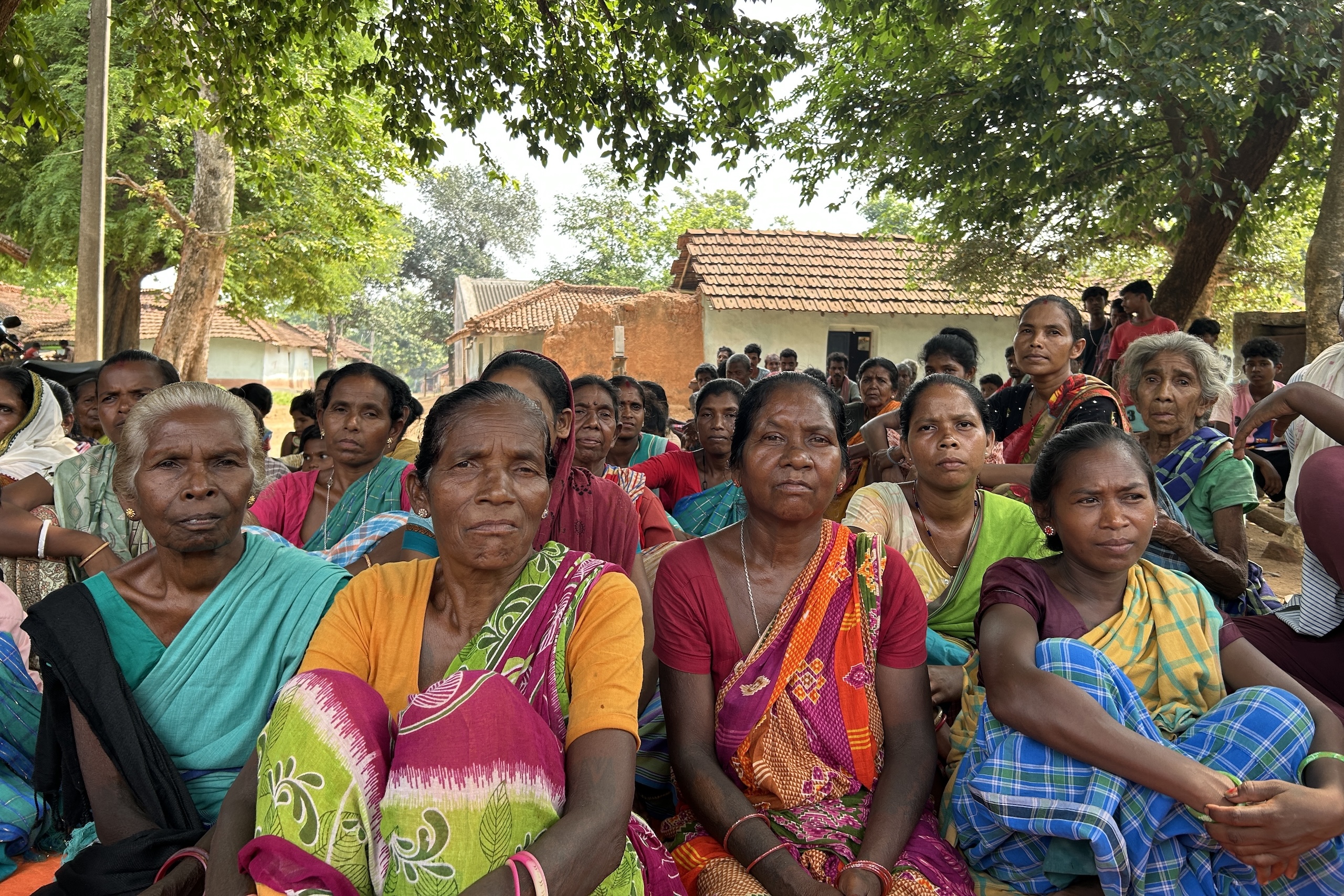 <p>Women in Burhidangal attend the weekly village meeting. One of the issues they raised in June was the difficulty of fetching water. Women often play a leading role in articulating community concerns at these meetings (Image: Shalinee Kumari / Dialogue Earth)</p>