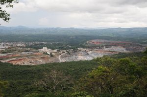 open mining site surrounded by forest