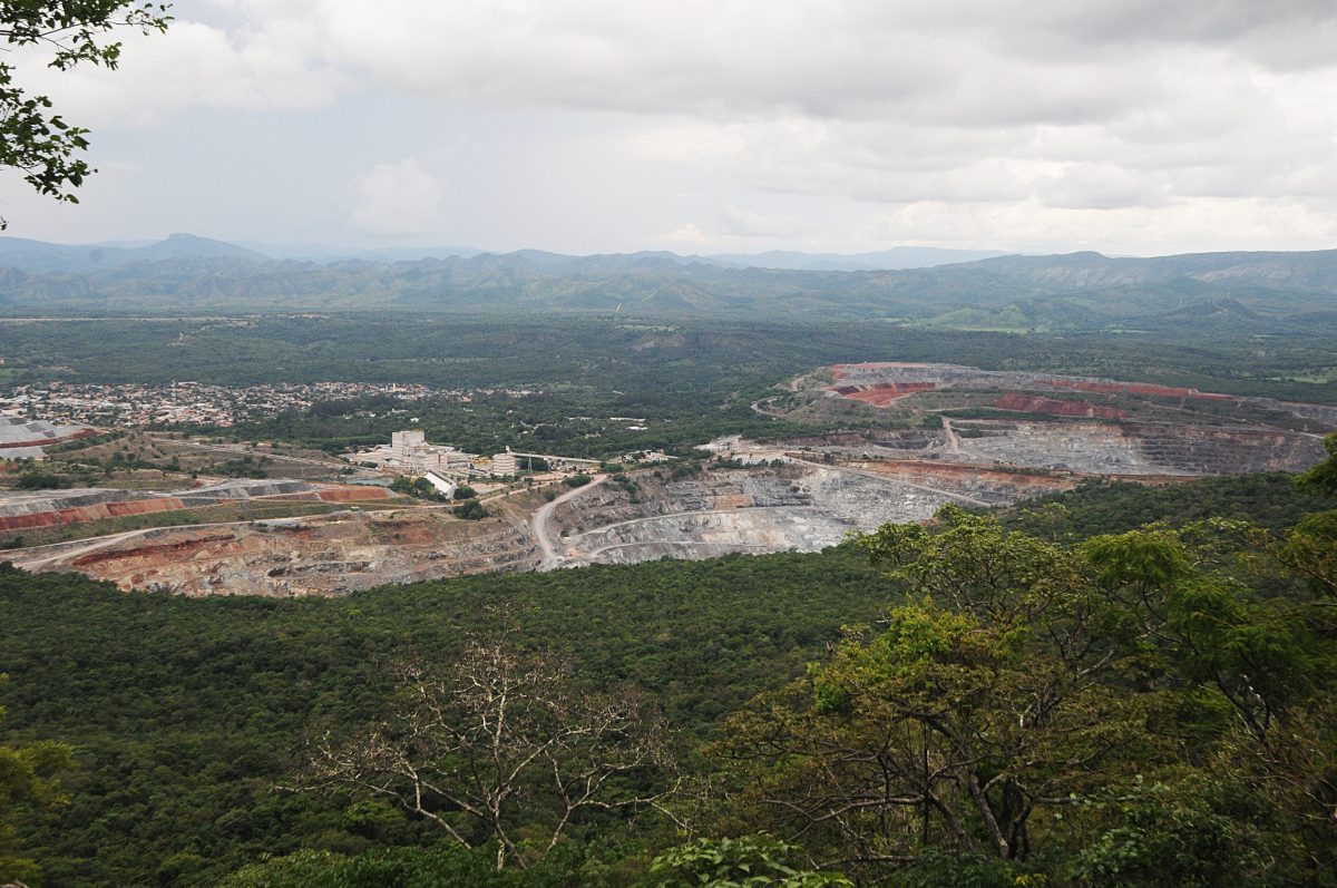 open mining site surrounded by forest