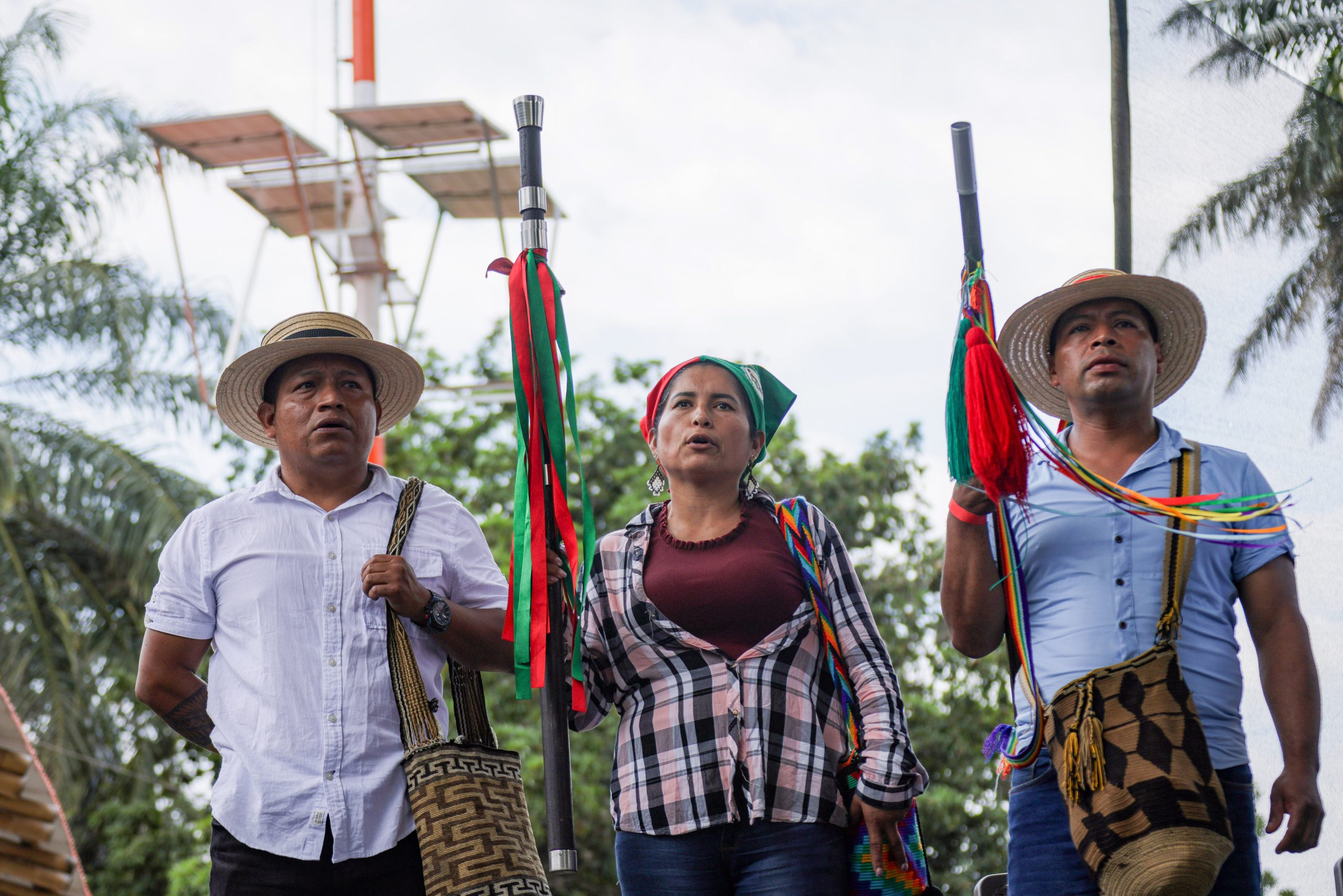 Líderes comunitários em Caloto, departamento do Cauca, Colômbia