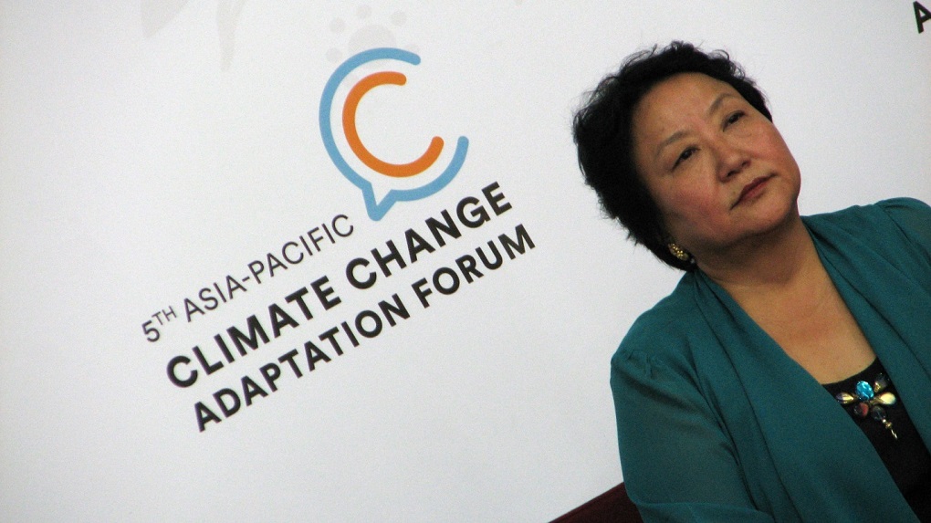 Khrienuo Metha listens to a question on climate change at a high level plenary where she was the only female speaker [image by Farshad Usyan]