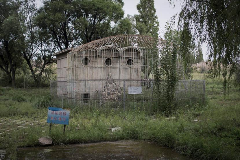 A cage that once held animals in 404 City's Nuclear City Park [image by Xu Haifeng/Sixth Tone]