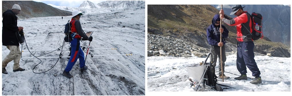 Researchers collecting data from remote sites [images courtesy: University of Kashmir]