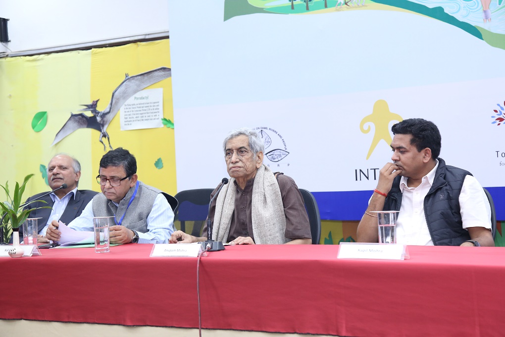 Mr Mishra's last public appearance was at India Rivers Week, flanked by Kapil Mishra and Kalyan Rudra, with Ravi Singh, head of WWF India, on extreme left [image courtesy WWF India]