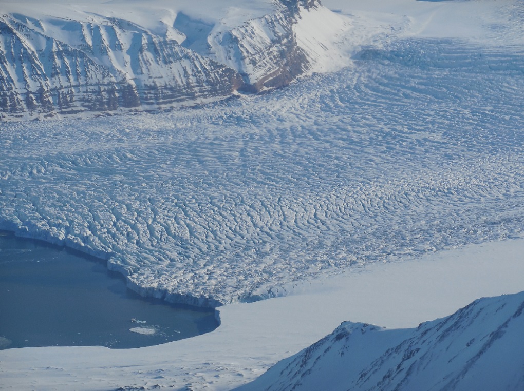 A glacier melting into the fjord [image by Norwegian Polar Institute]