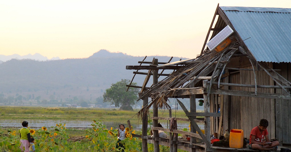 Household solar system by Inle lake, Myanmar's Shan state [image by Beth Walker]
