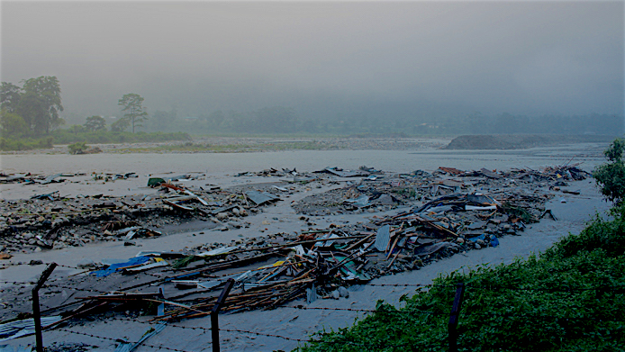 Sarpang town washed away by monsoon floods in 2016. 